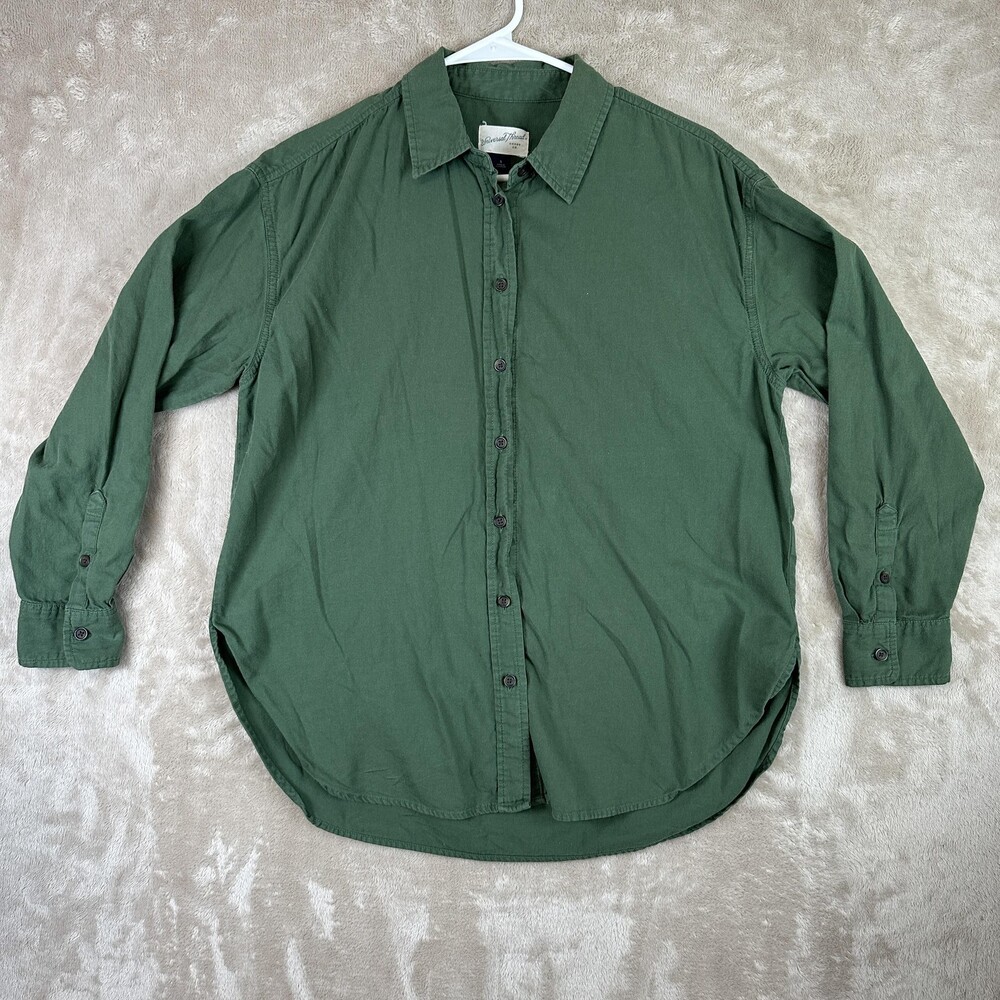 Universal Thread Shirt Womens Small Green Oversized Button Front Long Sleeve